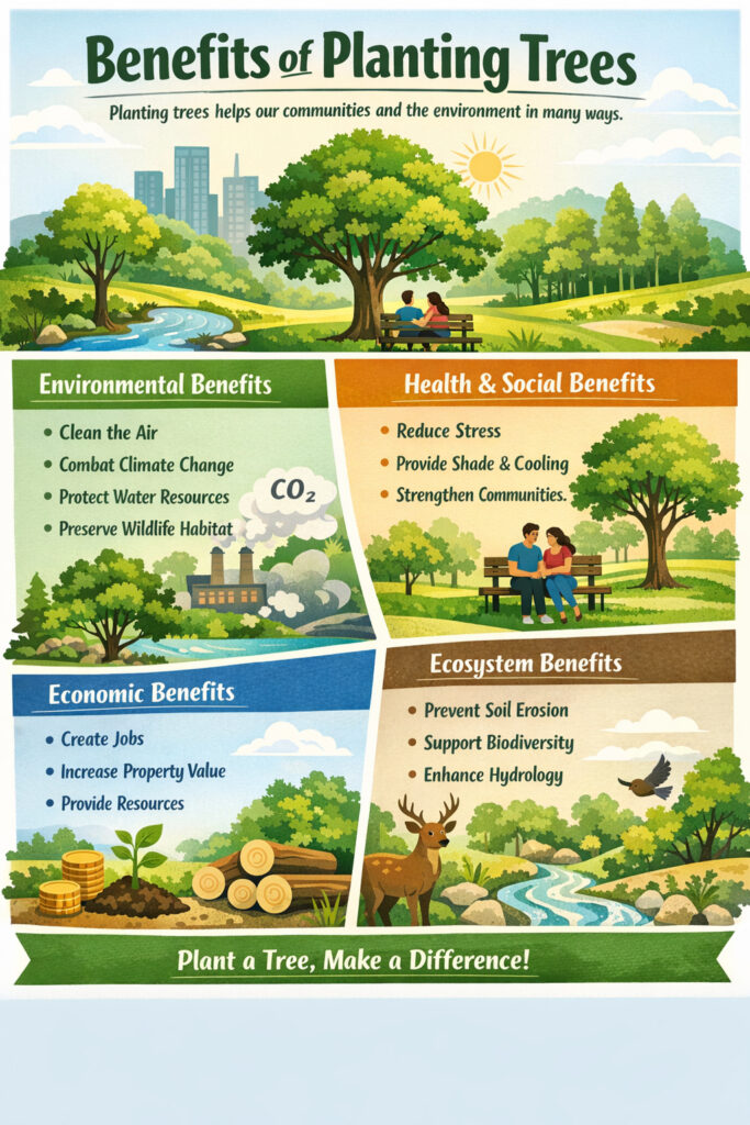 infographic for benefits of trees