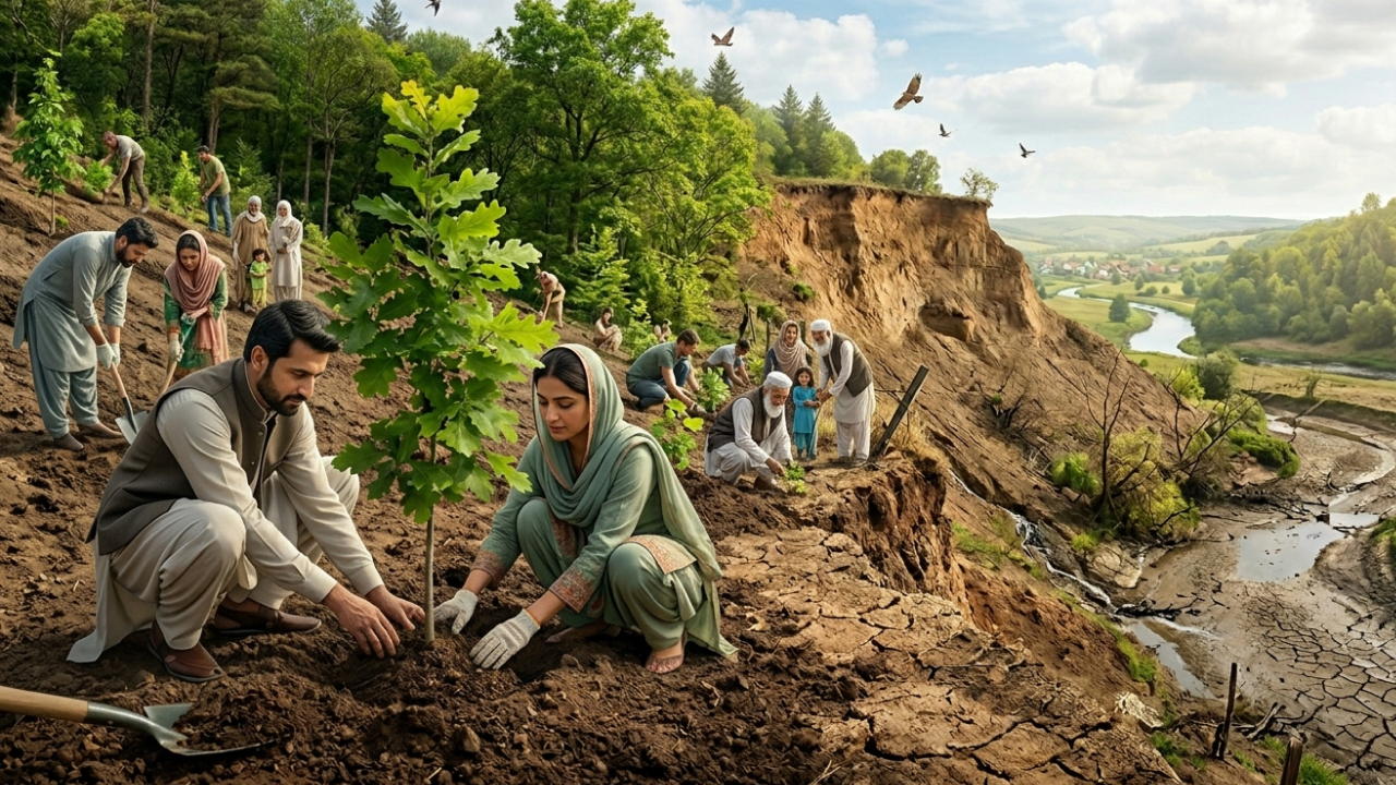 Pakistani people are planting trees